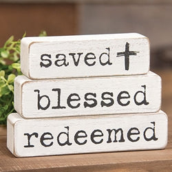 3/Set- Saved Blessed Redeemed Chunky Religious Blocks