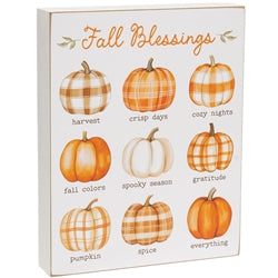 Thankful For Fall Blessings Pumpkin Box Sign - 2 Asstd.