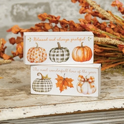 Always Wonderfall Pumpkin Box Sign - 2 Asstd.