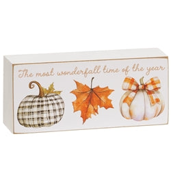 Always Wonderfall Pumpkin Box Sign - 2 Asstd.
