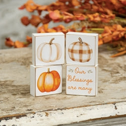 Many Blessings Patchwork Pumpkin 2" Square Block - 4 Asstd.