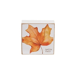 Hello Fall Watercolor Leaf 2" Sq. Block - 4 Asstd.
