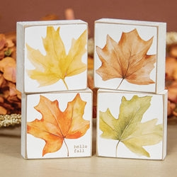 Hello Fall Watercolor Leaf 2" Sq. Block - 4 Asstd.