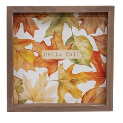 Hello Fall Vibes Box Sign - 8" Sq. - 2 Asstd.