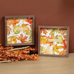 Hello Fall Vibes Box Sign - 8" Sq. - 2 Asstd.