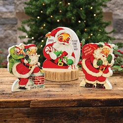 Chunky Wooden Vintage Santa Sitter - 3 Asstd.