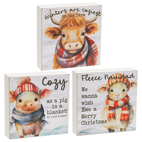 Cozy on the Farm Box Sign - 3 Asstd.