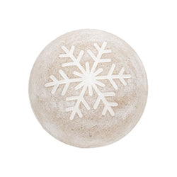 Distressed White Wooden Snowflake Engraved Decorative Ball - 3 Asstd.