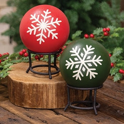 Snowflake Engraved Decorative Ball - 4" - 2 Asstd.