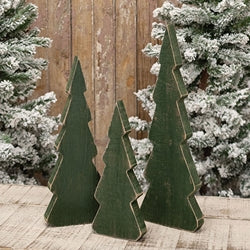 3/Set - Distressed Wooden Chunky Christmas Tree Sitters