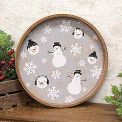 Scattered Frosty & Flakes Wooden Tray - 11.75"