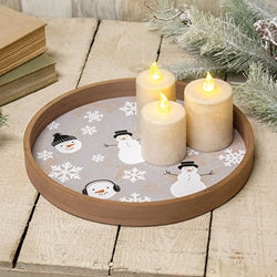 Scattered Frosty & Flakes Wooden Tray - 11.75"