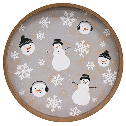 Scattered Frosty & Flakes Wooden Tray - 11.75"