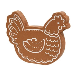 Wooden Gingerbread Farm Animal Sitter - 3 Asstd.