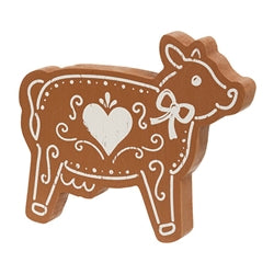 Wooden Gingerbread Farm Animal Sitter - 3 Asstd.