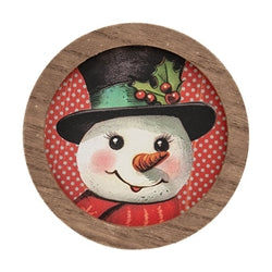 Nostalgic Winter Friend Portrait Mini Round Framed Sign - 4 Asstd.