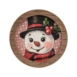Nostalgic Winter Friend Portrait Mini Round Framed Sign - 4 Asstd.