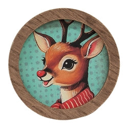 Nostalgic Winter Friend Portrait Mini Round Framed Sign - 4 Asstd.