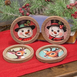 Nostalgic Winter Friend Portrait Mini Round Framed Sign - 4 Asstd.