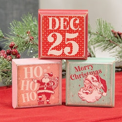 Nostalgic Santa Distressed Wooden Block - 3 Asstd.
