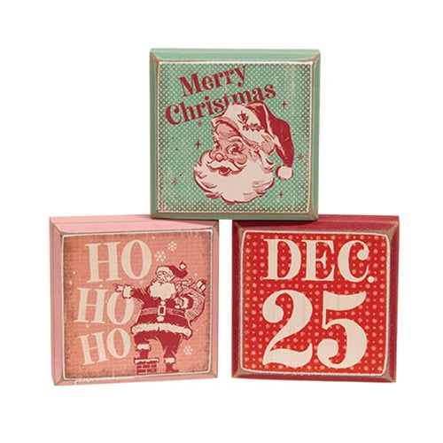 Nostalgic Santa Distressed Wooden Block - 3 Asstd.