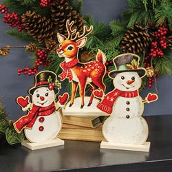 Nostalgic Winter Wooden Friends on Base - 3 Asstd.