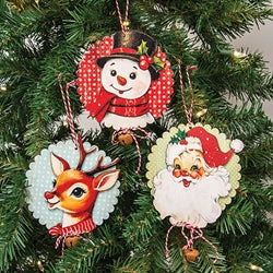 Nostalgic Christmas Friends Wooden Jingle Ornament - 3 Asstd.
