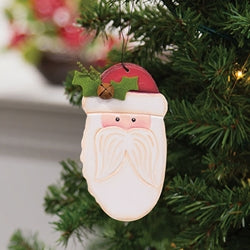 Hand Carved Long Beard Wooden Santa Ornament