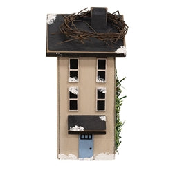 Wooden Snowy White Saltbox House - 7.5"H