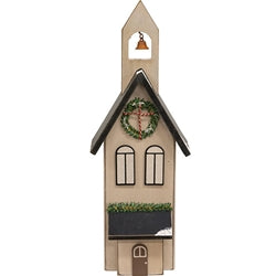 Distressed Wooden Snowy Christmas Church - 16"H