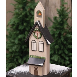 Distressed Wooden Snowy Christmas Church - 16"H