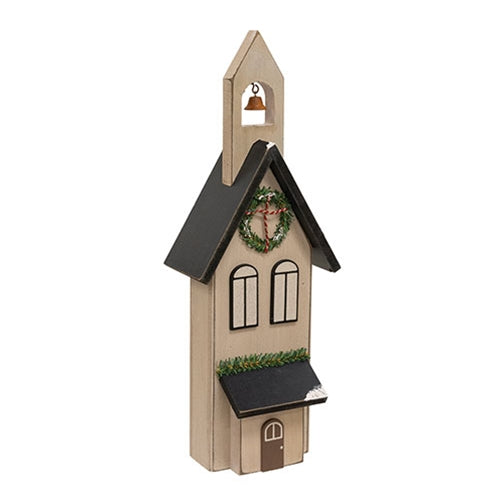 Distressed Wooden Snowy Christmas Church - 16"H