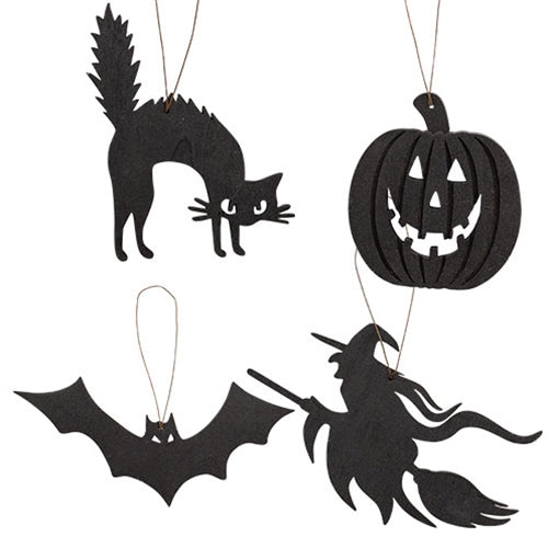 Spooky Halloween Silhouette Ornament - 4 Asstd.