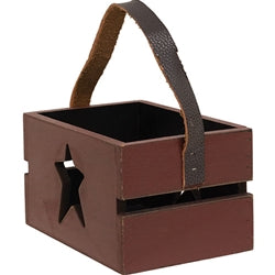 Red Wooden Star Cutout Crate With Handle