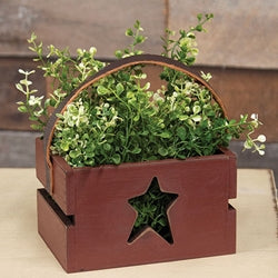 Red Wooden Star Cutout Crate With Handle
