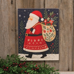 Nordic Santa At Night Wooden Sign - 10.5" x 13.5"H