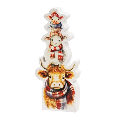 Wooden Winter Animals on the Farm Stack