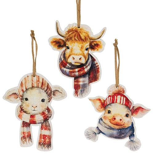 Winter Baby Animals On The Farm Ornament - 3 Asstd.