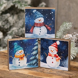 Midnight Snowman 4" Square Block - 3 Asstd.