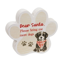 Dear Santa Wooden Pawprint Sitter - 4 Asstd.