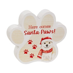 Dear Santa Wooden Pawprint Sitter - 4 Asstd.