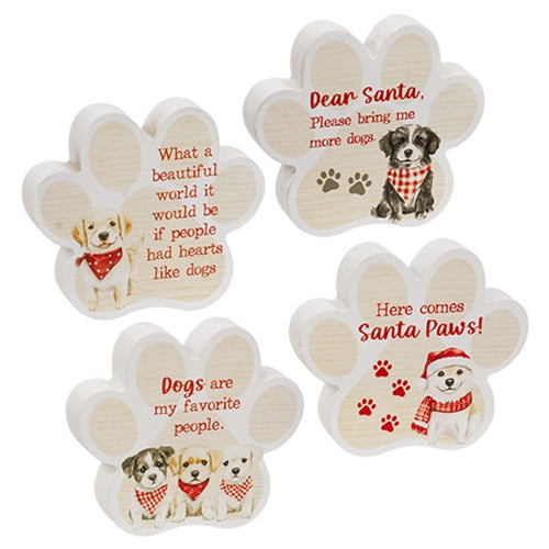 Dear Santa Wooden Pawprint Sitter - 4 Asstd.