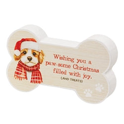 Paw-Some Wooden Christmas Bone Sitter - 3 Asstd.