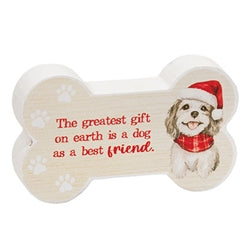 Paw-Some Wooden Christmas Bone Sitter - 3 Asstd.