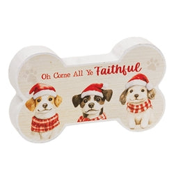 Paw-Some Wooden Christmas Bone Sitter - 3 Asstd.