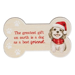 Paw-Some Wooden Christmas Bone Magnet - 3 Asstd.