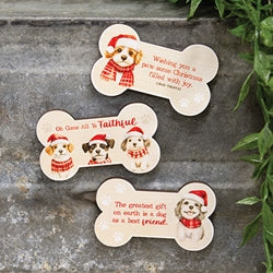 Paw-Some Wooden Christmas Bone Magnet - 3 Asstd.
