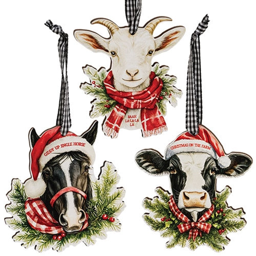 Baah La La La Farm Animal Ornament - 3  Asstd.