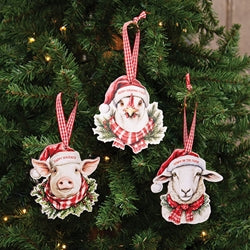 Happy Hogidays Wooden Ornament - 3 Asstd.