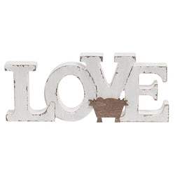 Rustic White Wood Joy Or Love Nativity Sitter - 2 Asstd.